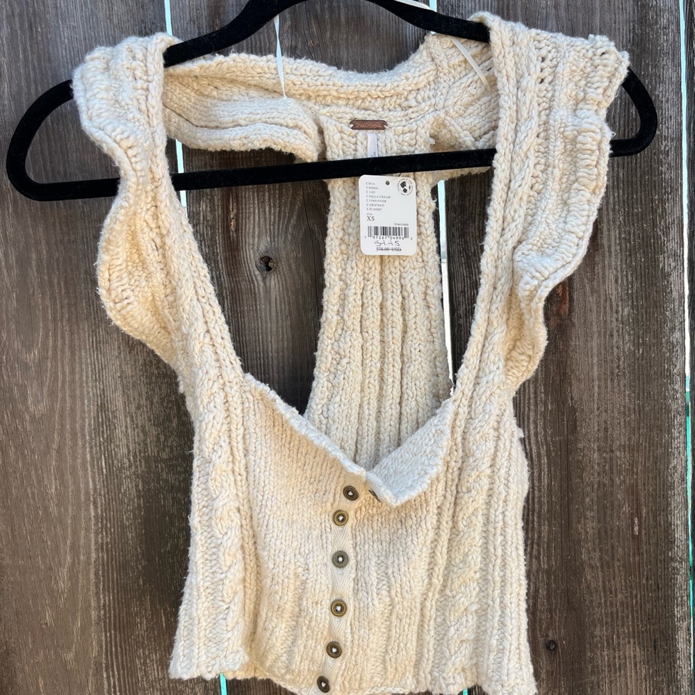Free People Cream Knit Tank Top